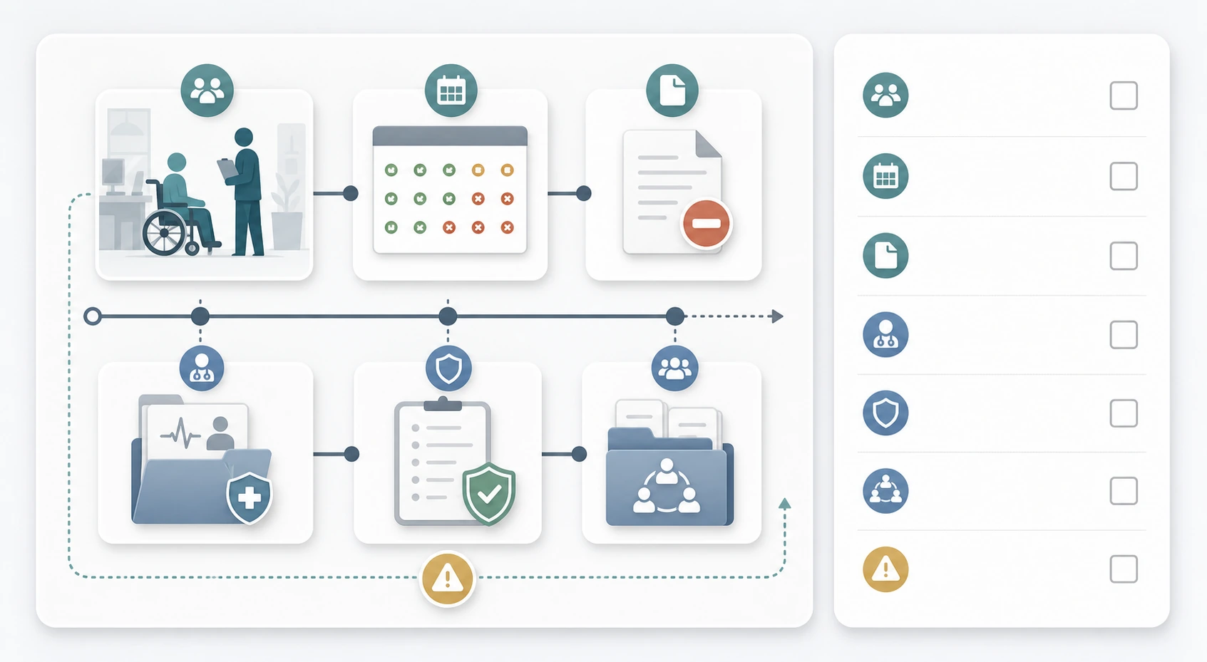 Text-free evidence map showing a supported host-employer placement, attendance breakdown, medical-functional records, policy fit, and consistency checks for a TPD claim.