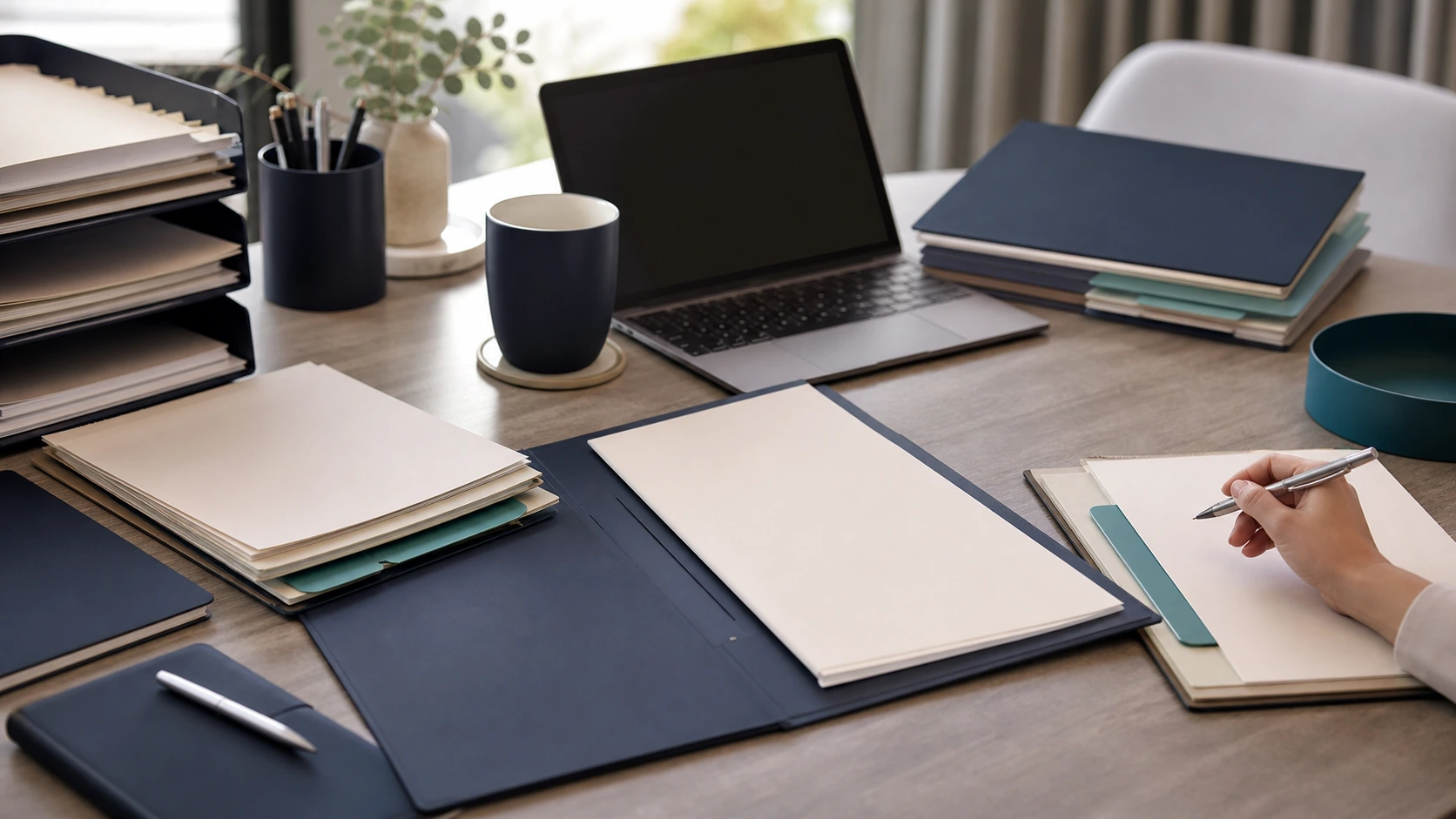 TPD claim position review desk with policy papers, medical evidence, work history notes and correspondence organised for legal assessment.